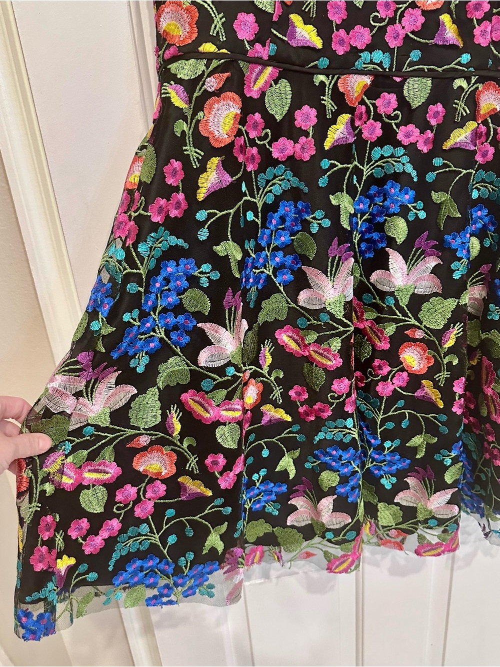 NWT Tahari ASL Floral Embroidered-Mesh Illusion Fit & Flare Dress Size 16 - Picture 7 of 12